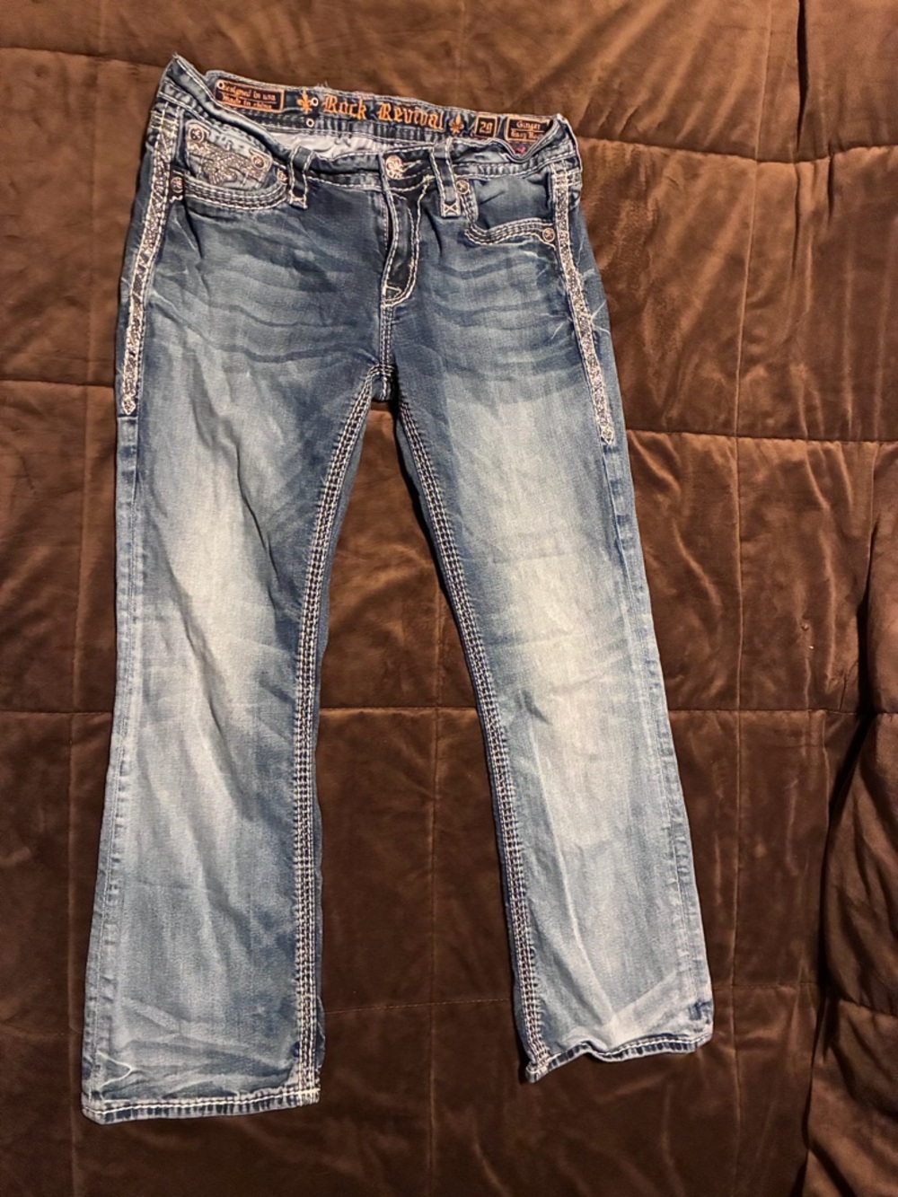 Rock Revival brand, size 29, Ginger easy boot, Denim Jeans with Embellished Trim